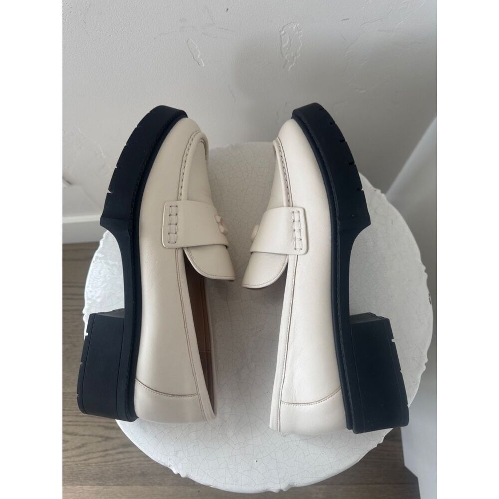 Coach Leah Cream Leather Platform Penny Loafers Lug Sole Chunky Chic Size 11 EUC - Picture 5 of 10